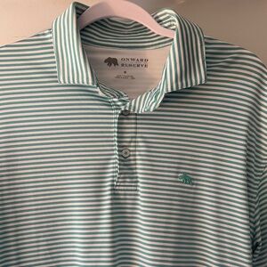Onward Reserve Mint Green Striped Men's Polo Shirt
